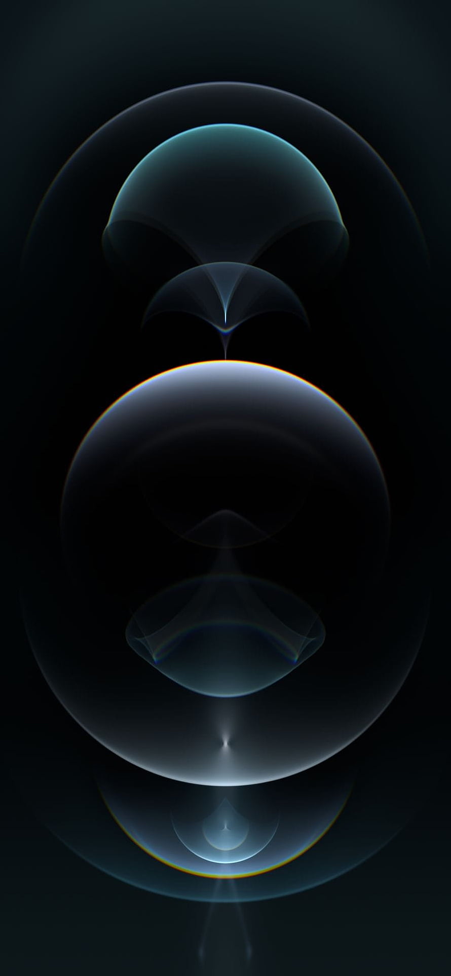 Abstract Dark Blue Spheres With Iridescent Edges And Minimalist Geometric Shapes HD phone wallpaper