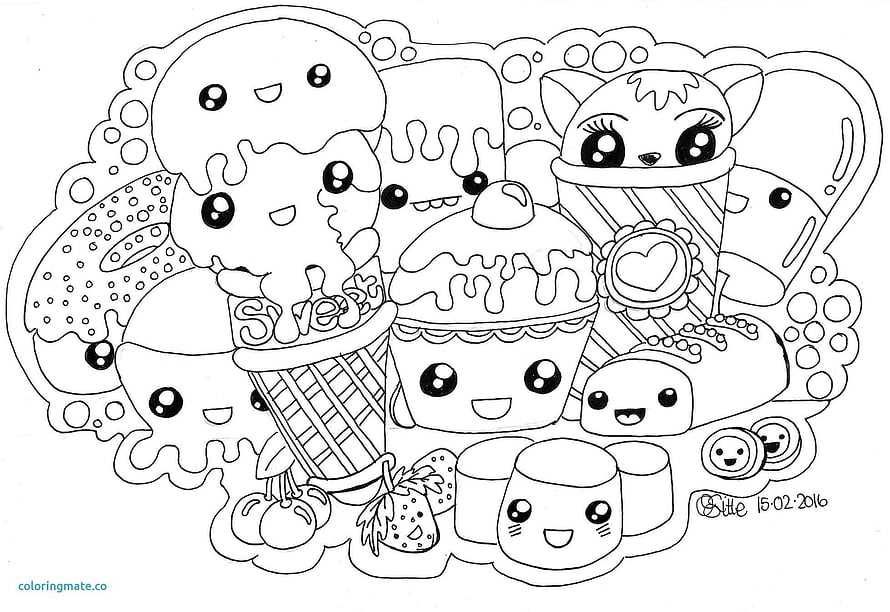 Cute Kawaii Dessert Characters Coloring Page for Kids HD wallpaper