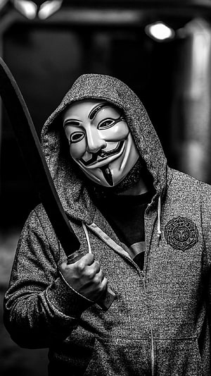 Anonymous Hacker Portrait Wearing Guy Fawkes Mask and Hoodie HD phone wallpaper