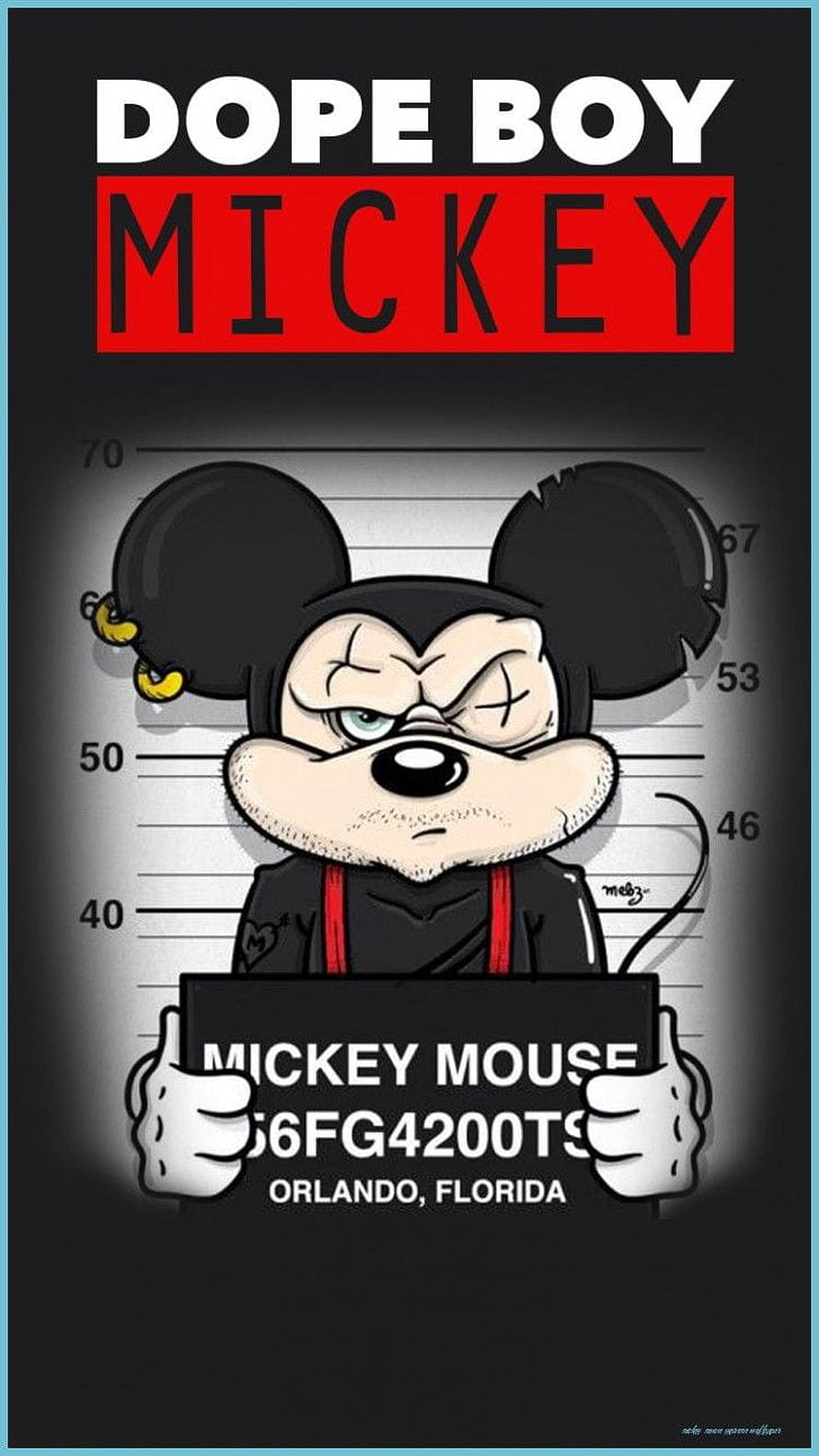 Dope Boy Mickey Mouse Mugshot Illustration with Streetwear Style HD phone wallpaper
