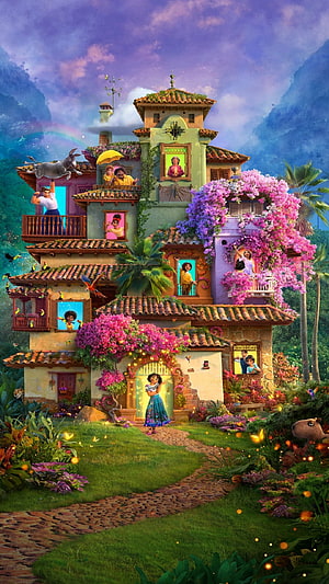 Encanto Madrigal House Wallpaper - Vibrant Animated Family Home with Flowers HD phone wallpaper