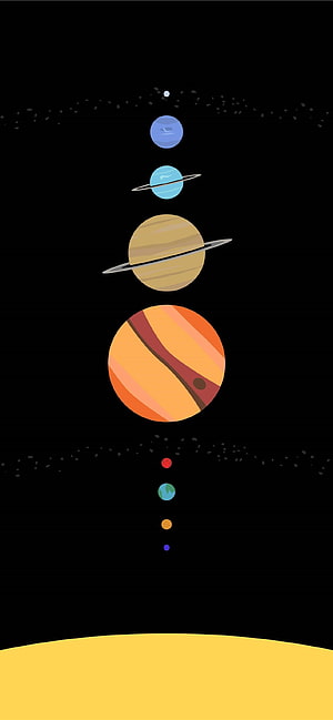 Minimalist Solar System Planets Vertical Space Illustration Wallpaper HD phone wallpaper