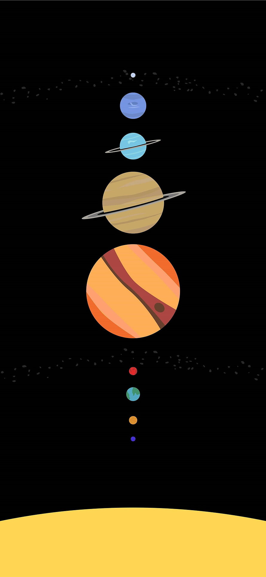 Minimalist Solar System Planets Vertical Space Illustration Wallpaper HD phone wallpaper