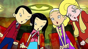 Kim Possible Team of Four Characters Looking Down in Surprise HD wallpaper