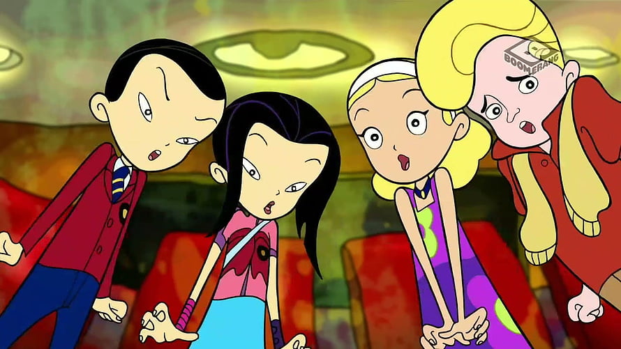 Kim Possible Team of Four Characters Looking Down in Surprise HD wallpaper