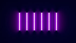 Six Vertical Purple Neon Light Bars on a Dark Background HD wallpaper