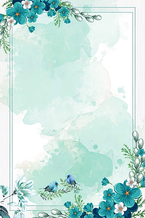 Elegant Blue Watercolor Floral Border with Birds HD phone wallpaper