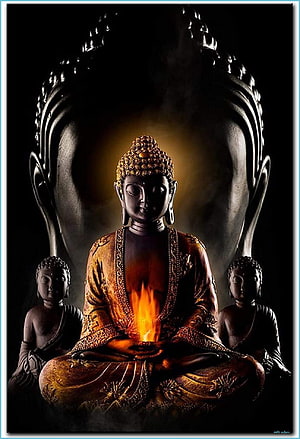 Meditating Buddha Statue Holding Fire with Giant Head Background HD phone wallpaper
