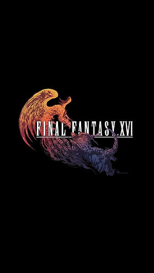 Final Fantasy XVI Official Logo Wallpaper with Phoenix and Dragon Art HD phone wallpaper
