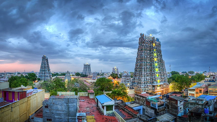 Madurai Meenakshi Amman Temple Gopurams at Dusk with Dramatic Clouds, Madurai Meenakshi Amman Temple, on Jakpost.travel, #madurai HD wallpaper