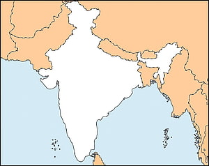 India Political Map Outline with Neighboring Countries and Regional Borders HD wallpaper