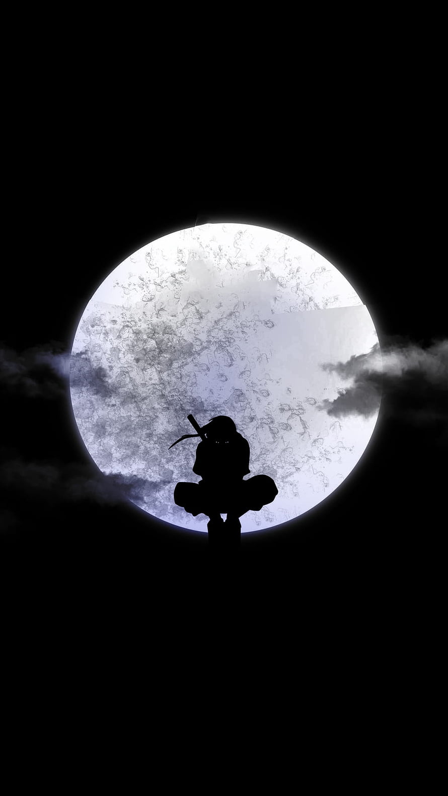 Silhouette of a Samurai Warrior Sitting Before a Giant Full Moon HD phone wallpaper