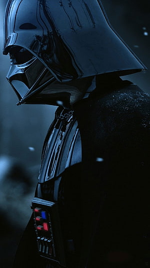 Darth Vader in Dark Armor with Glowing Control Panel in Moody Blue Tones HD phone wallpaper