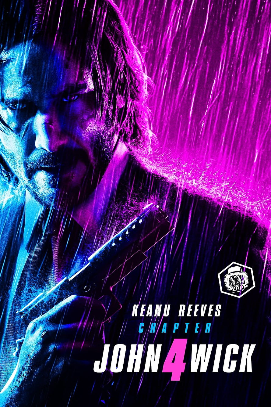John Wick Chapter 4 Movie Poster Featuring Keanu Reeves in Neon Rain HD phone wallpaper