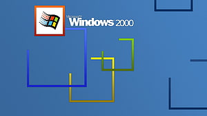 Microsoft Windows 2000 Classic Desktop Background with Geometric Line Art and Logo HD wallpaper