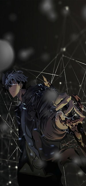 Solo Leveling Anime Character with Glowing Sword in Dark Fantasy Setting HD phone wallpaper