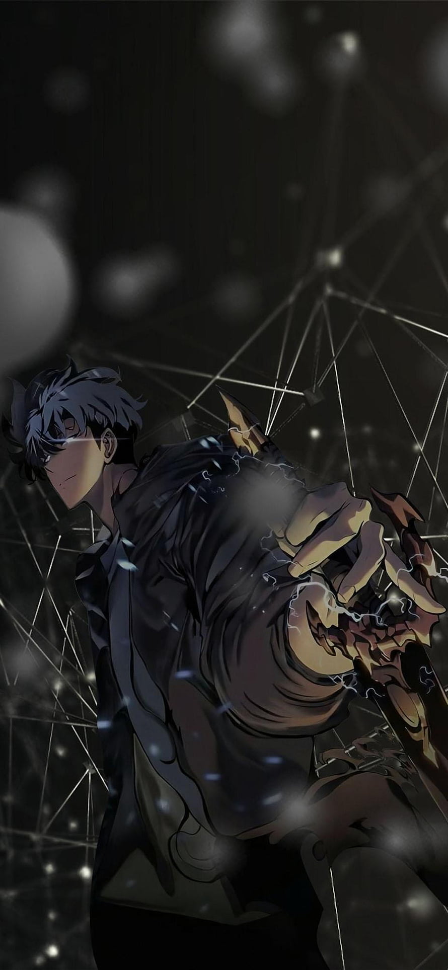 Solo Leveling Anime Character with Glowing Sword in Dark Fantasy Setting HD phone wallpaper