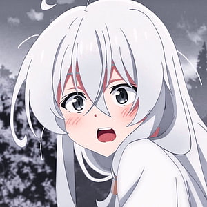Emotional Anime Girl With White Hair And Blushing Cheeks HD phone wallpaper