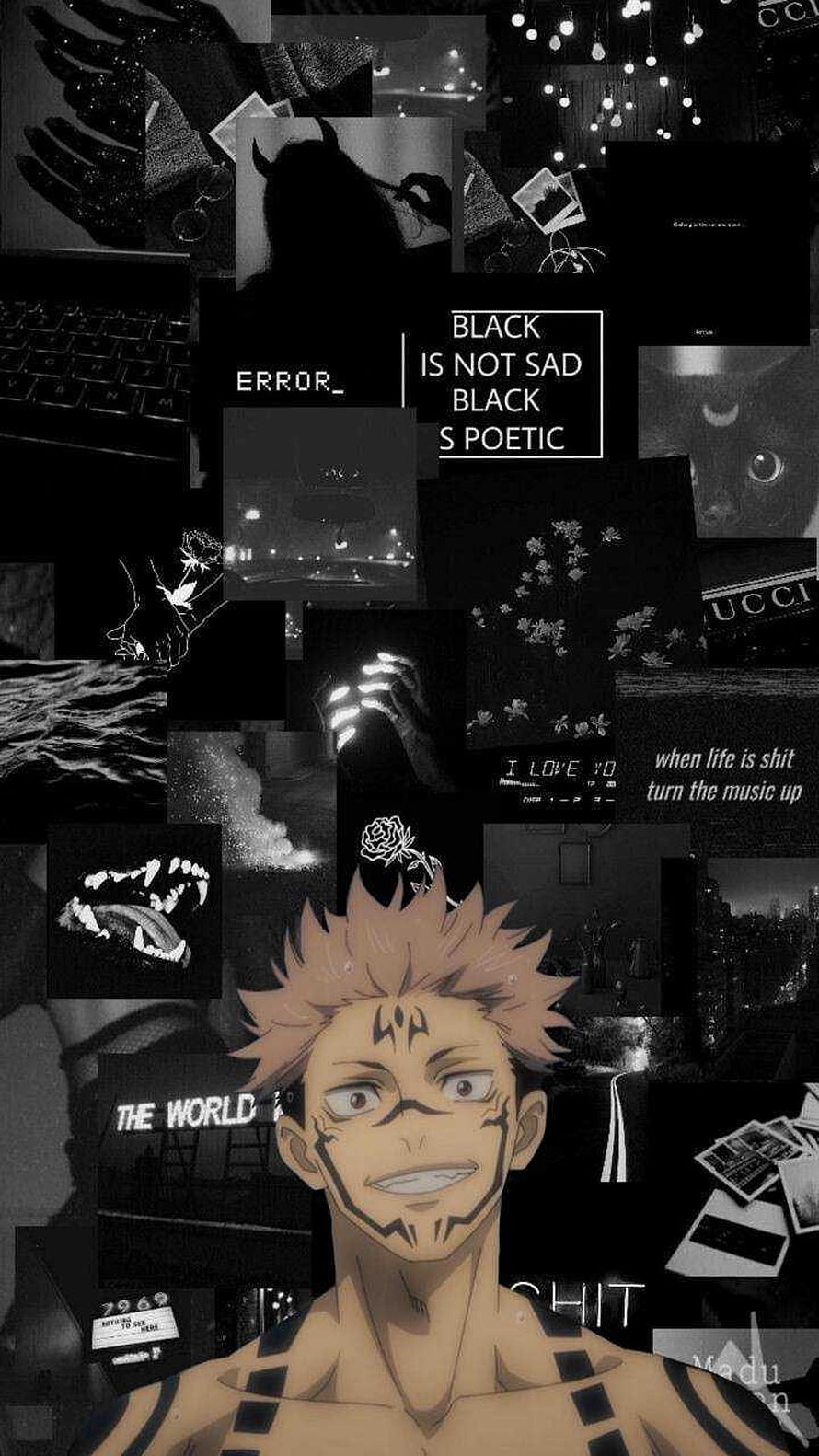 Sukuna Aesthetic Collage Wallpaper with Dark Grunge and Anime Elements HD phone wallpaper