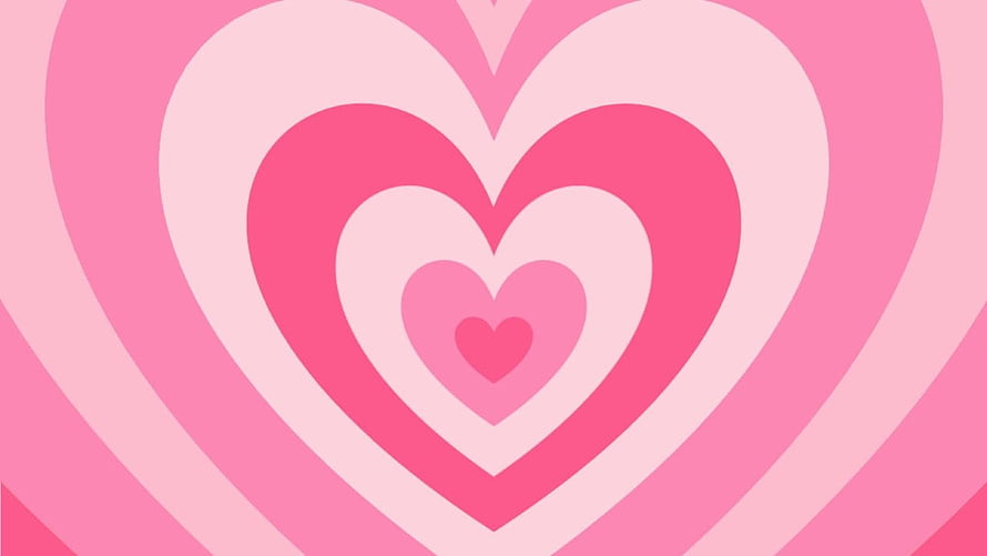 Powerpuff Girls Heart Pattern with Layered Pink Hearts and Retro Cartoon Style HD wallpaper