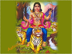 Lord Shiva Riding Tigers in Forest with Bow and Arrow HD wallpaper