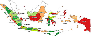 Colorful Political Map of Indonesia Showing Provinces and Regions HD wallpaper