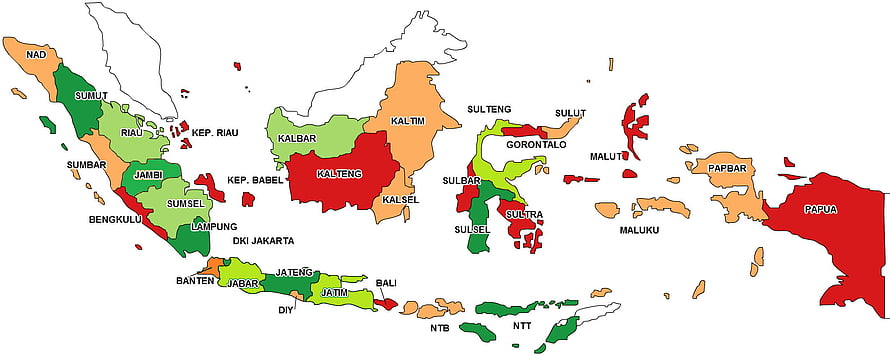 Colorful Political Map of Indonesia Showing Provinces and Regions HD wallpaper