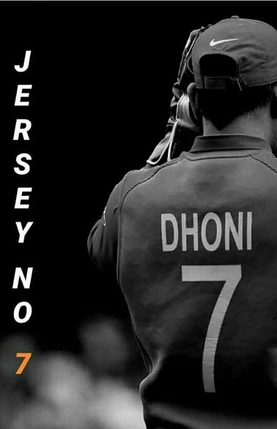 MS Dhoni Cricket Jersey Number 7 Black And White Portrait HD phone wallpaper