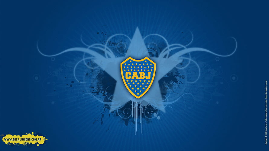 Boca Juniors CABJ Shield Emblem on Blue Star Background HD wallpaper