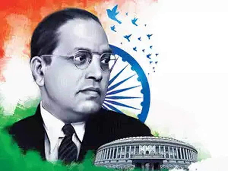 Dr BR Ambedkar Portrait With Indian Flag Ashoka Chakra And Parliament Building HD wallpaper
