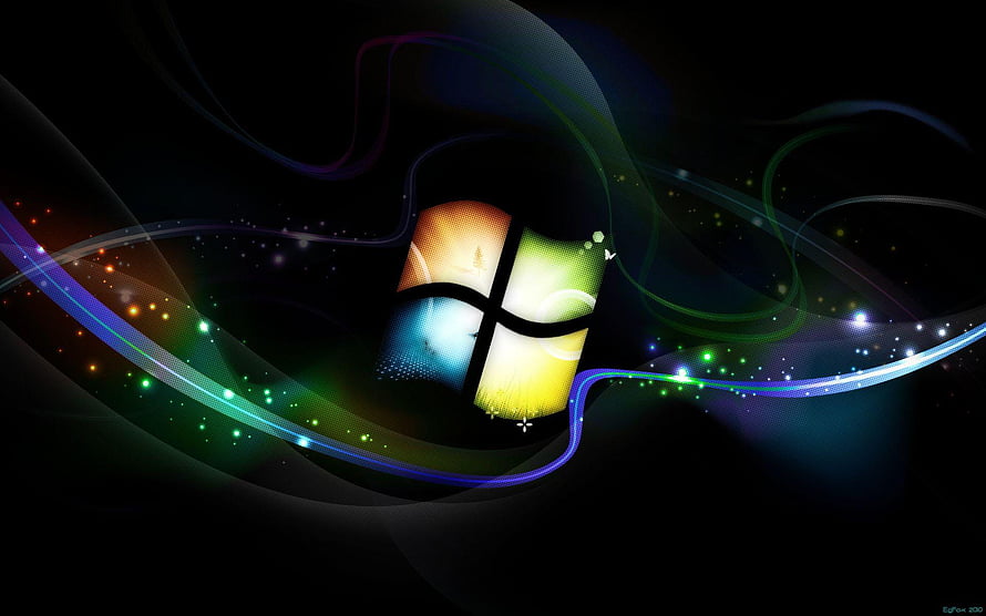Windows Vista Logo with Vibrant Light Trails on Dark Background HD wallpaper