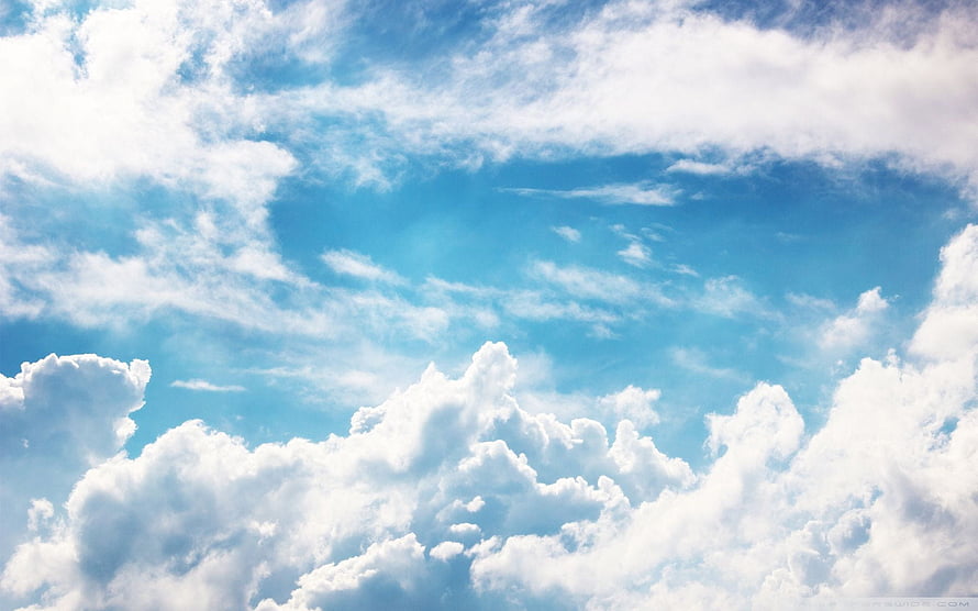 Vast Blue Sky With Fluffy White Cumulus Clouds And Wispy Cirrus Formations HD wallpaper
