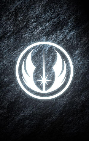 Glowing Jedi Order Symbol on Dark Textured Surface HD phone wallpaper