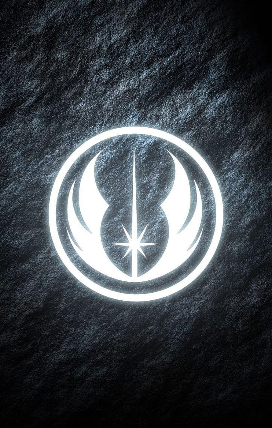 Glowing Jedi Order Symbol on Dark Textured Surface HD phone wallpaper