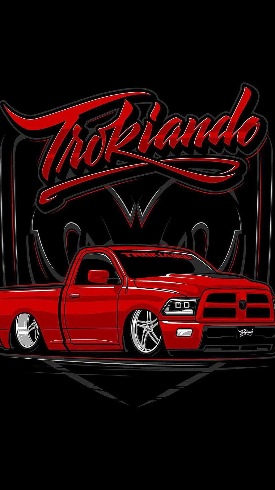 Trokiando Red Dodge Ram Stance Truck Vector Illustration HD phone wallpaper