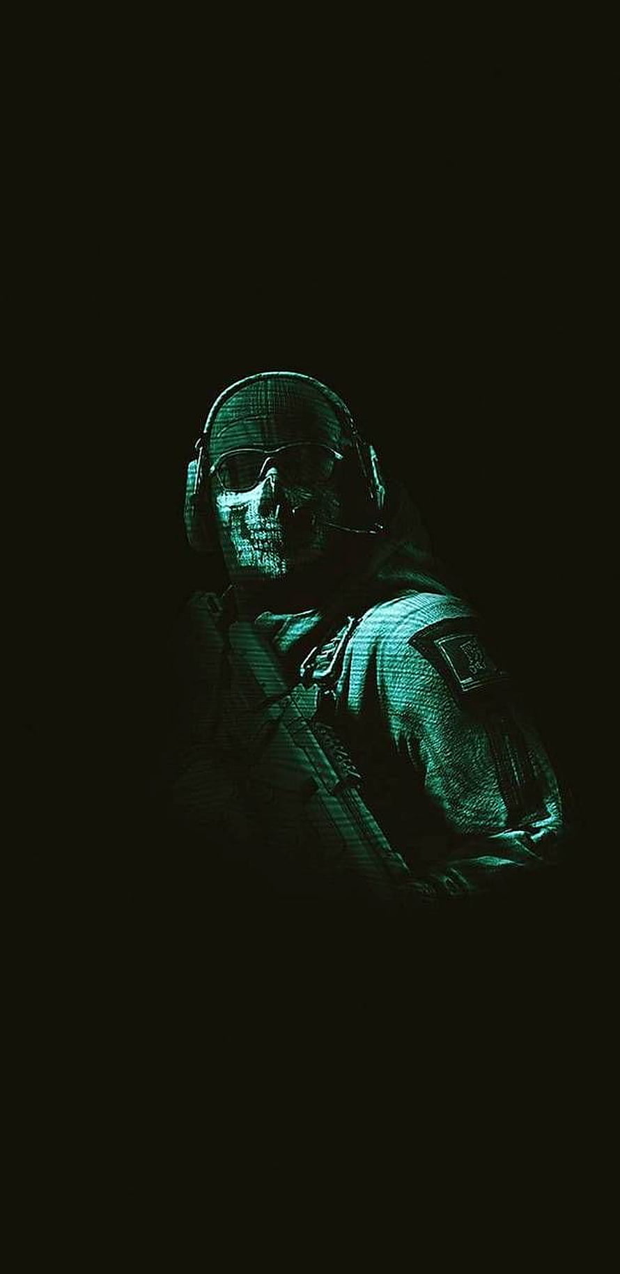 Ghost Recon Skull Soldier Digital Glitch Art Dark Green Military Tactical Portrait HD phone wallpaper
