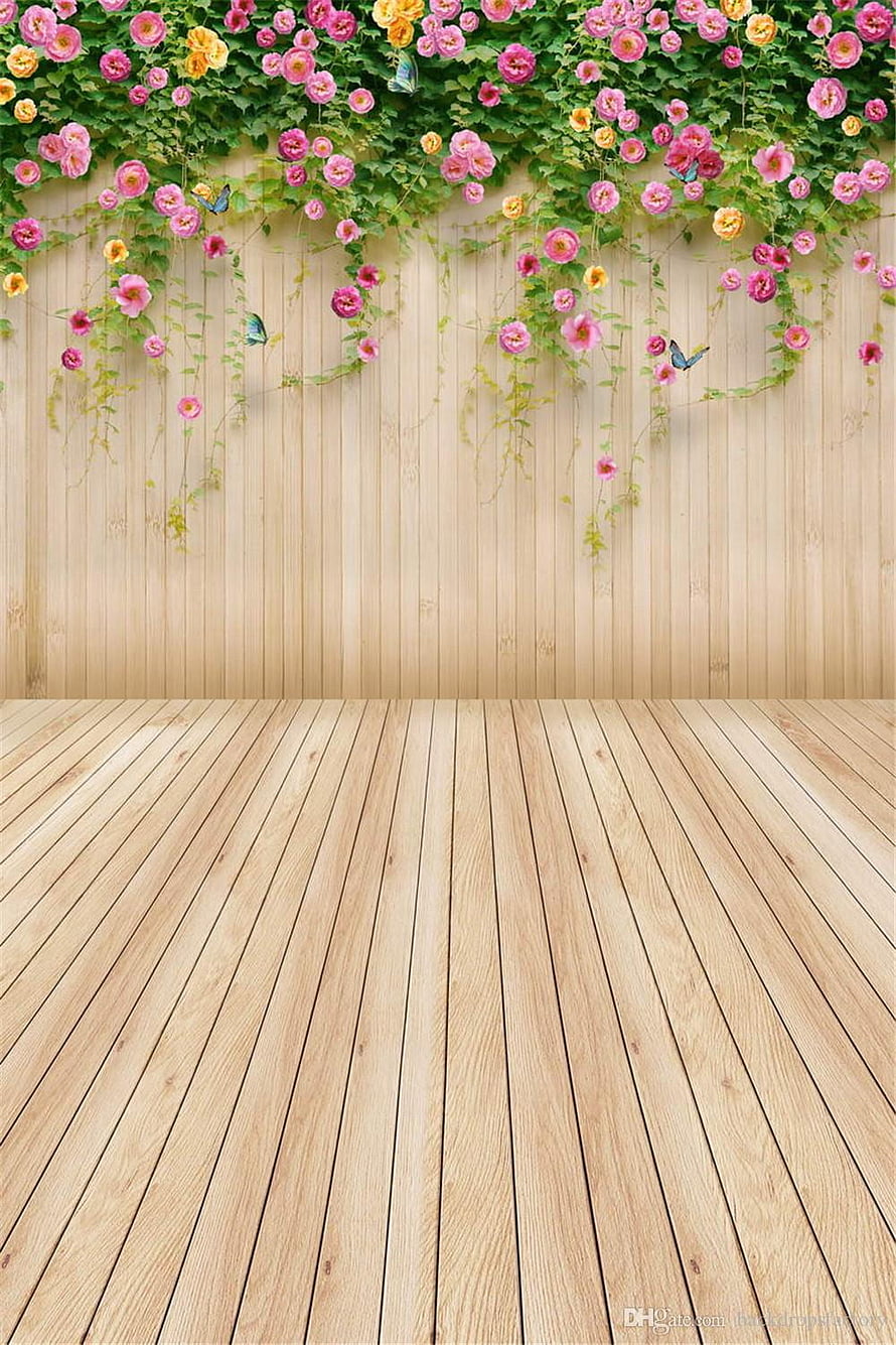 Romantic Wooden Room Background With Hanging Pink Roses And Butterflies, 2022 Pink Yellow Flower Children Kids Spring Backgrounds Green Vines Wood Wall Floor graphy Backdrop Plank Baby Newborn Shoot From Backdropsfactory, $17.57, pink and yellow spring HD phone wallpaper