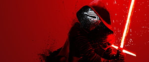 Kylo Ren Crossguard Lightsaber in Dramatic Red Star Wars Artwork HD wallpaper