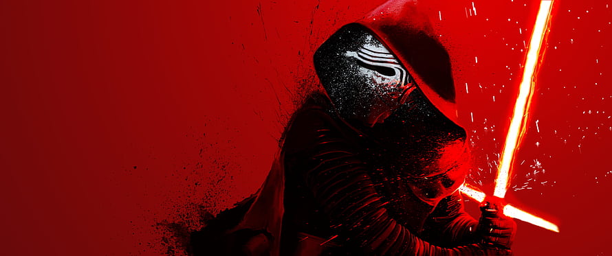 Kylo Ren Crossguard Lightsaber in Dramatic Red Star Wars Artwork HD wallpaper