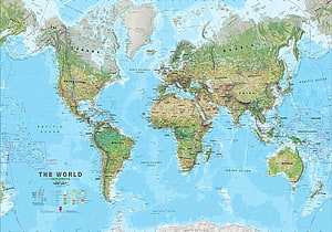 Detailed Physical World Map with Topographical Relief and Environmental Data HD wallpaper