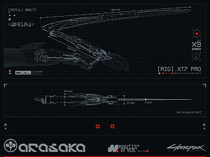 Cyberpunk 2077 Arasaka Mantis Blades Technical Blueprint Schematic HD wallpaper