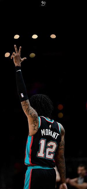 Ja Morant Memphis Grizzlies Black Jersey Number 12 Raising Hand HD phone wallpaper