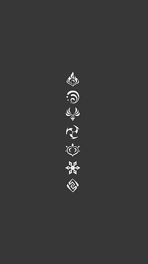 Genshin Impact Seven Element Symbols Minimalist Dark Wallpaper HD phone wallpaper