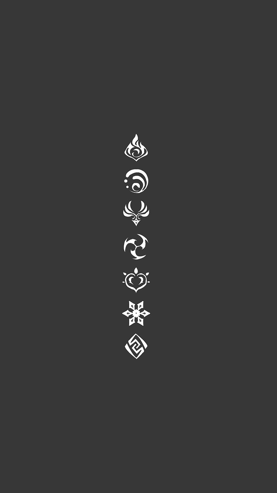 Genshin Impact Seven Element Symbols Minimalist Dark Wallpaper HD phone wallpaper