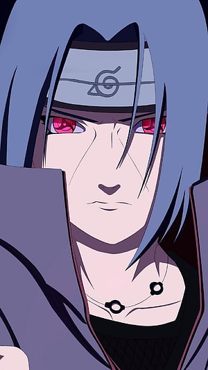 Itachi Uchiha Sharingan Close-Up Portrait From Naruto Anime Series HD phone wallpaper