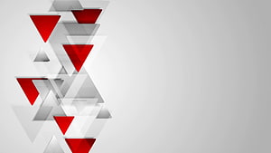 Modern Geometric Triangle Composition in Red and Silver on a Clean White Canvas HD wallpaper