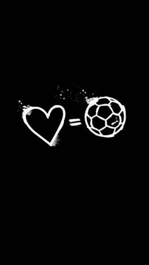 Minimalist Heart Equals Soccer Ball White Line Art on Black Background HD phone wallpaper