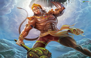 Hanuman Wielding Gada Mace in Dynamic Pose Digital Art, Angry Hanuman on Get, dangerous hanuman HD wallpaper