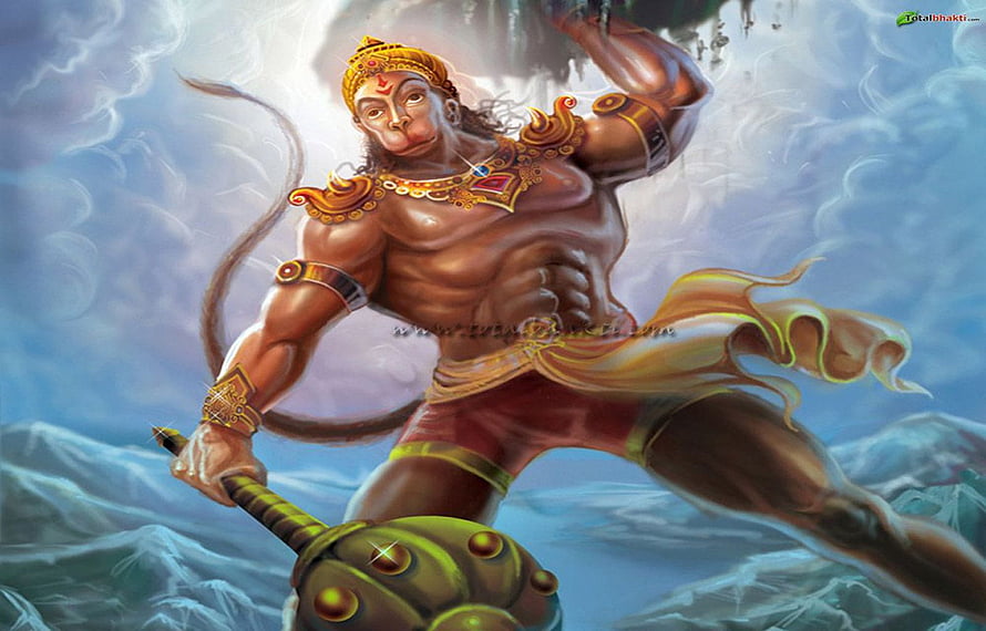 Hanuman Wielding Gada Mace in Dynamic Pose Digital Art, Angry Hanuman on Get, dangerous hanuman HD wallpaper