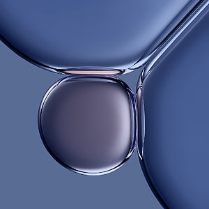 Abstract Blue Glass Spheres and Liquid Drops 3D Render Wallpaper HD phone wallpaper